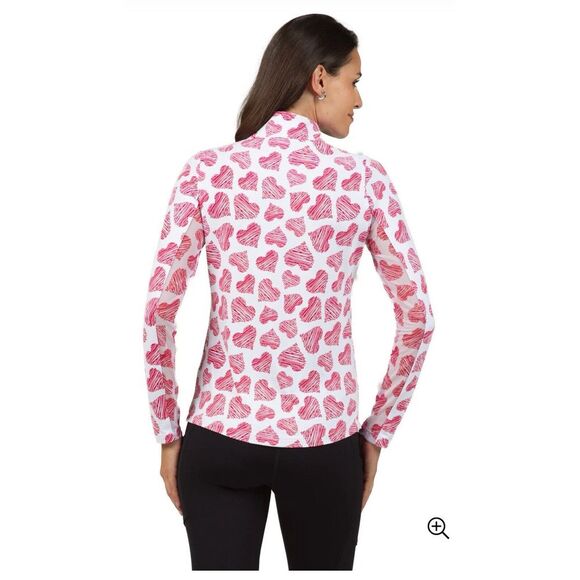 NEW IBKUL Scribble Hearts Print Long Sleeve Top - Red & White - Size Large RARE - Picture 3 of 12